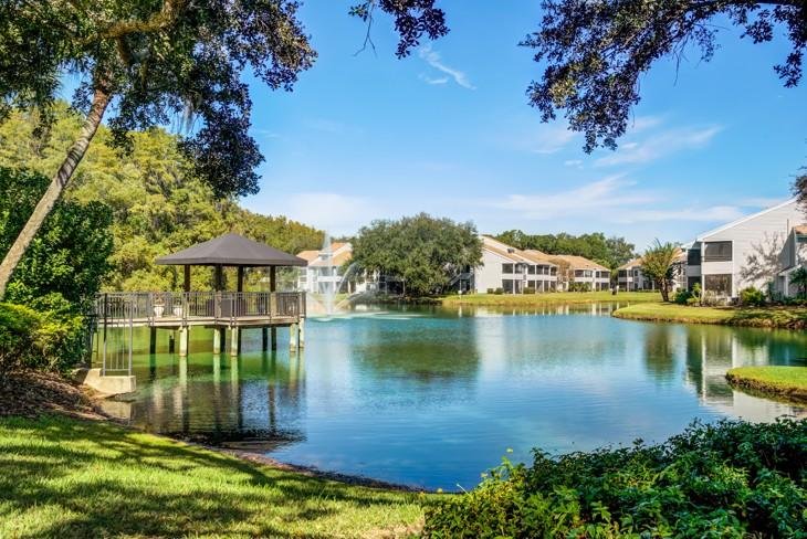 Gazebo overlooking the community lake
