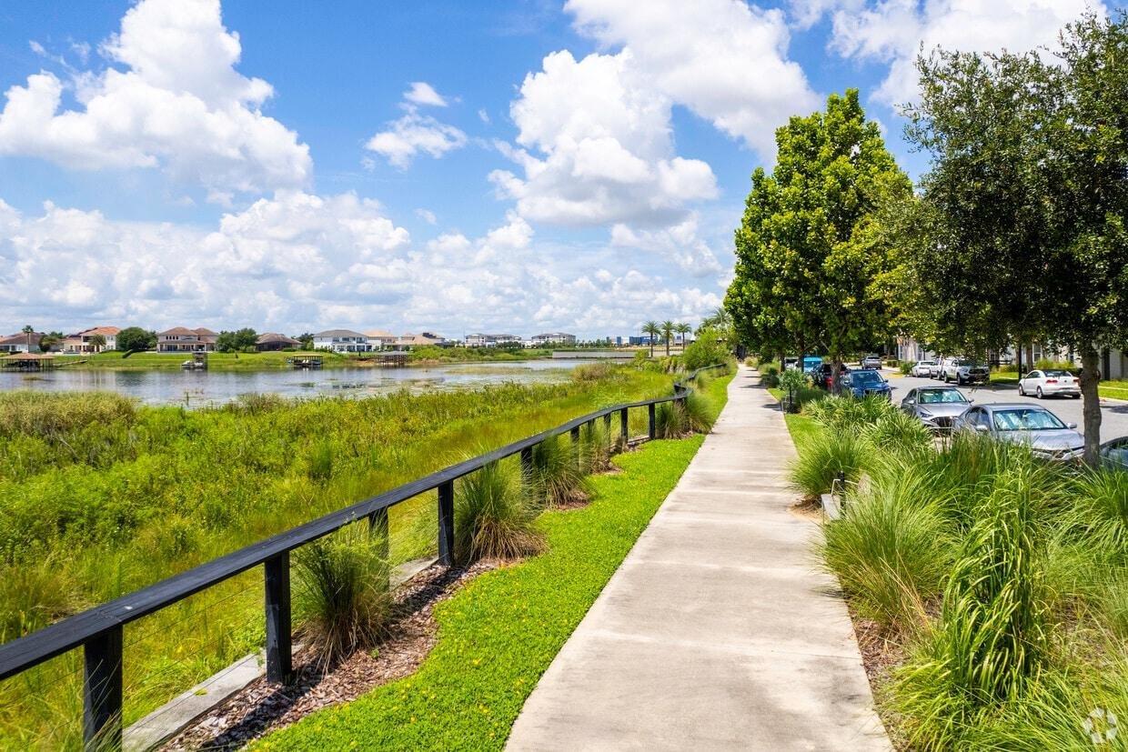 Lakeside walking path through the community